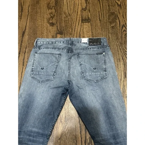 Hudson Jeans Blake Slim Straight Men's Size 34 Zip‎ Roto Medium Wash Denim